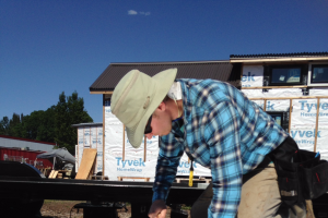 Andy cutting foam board insulation