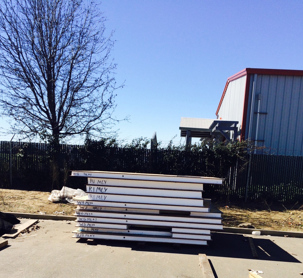 this week we're turning this stack of SIPs into the Meyerhofer Tiny House, Cilantro Poncho - come check it out on Friday evening at their first Open House!